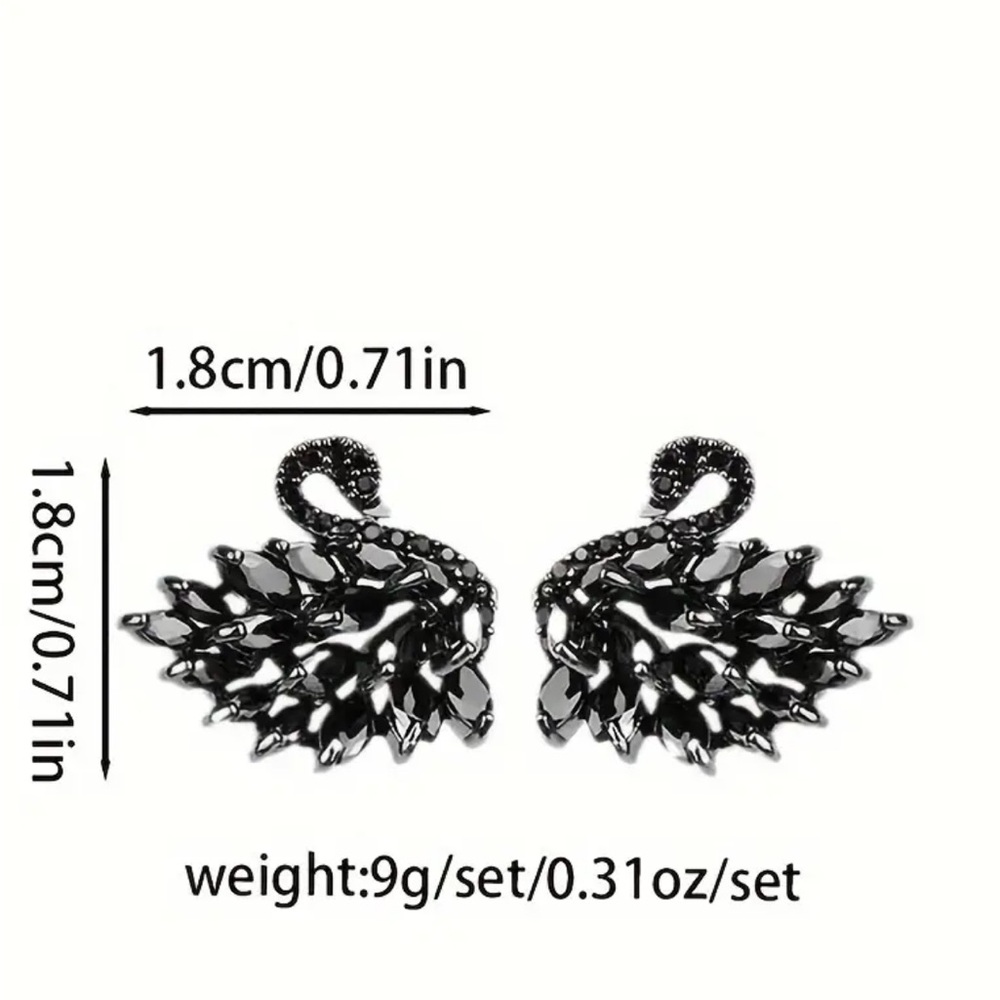 Light Yellow Zircon Swan Earrings - Picture 3 of 3